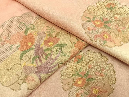 平和屋着物●訪問着　中国三大刺繍　汕頭刺繍　スワトウ刺繍　総刺繍　雪輪花文　暈し染め　正絹　逸品　AABK7571fy