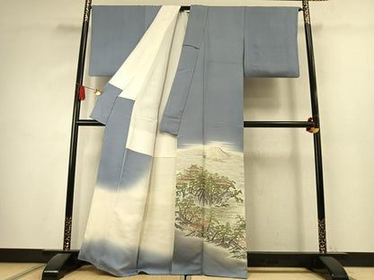 平和屋着物●豪華色留袖　寿光織　風景文　暈し染め　金糸　正絹　逸品　AABK7574fy