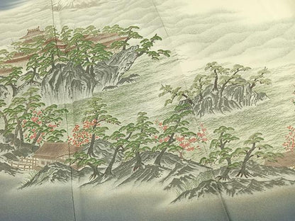 平和屋着物●豪華色留袖　寿光織　風景文　暈し染め　金糸　正絹　逸品　AABK7574fy