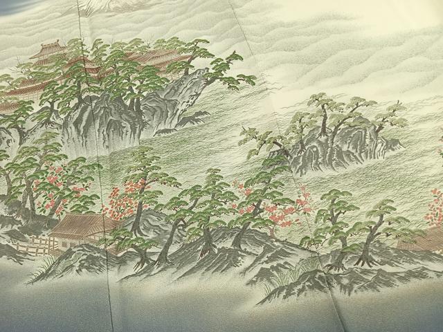平和屋着物●豪華色留袖　寿光織　風景文　暈し染め　金糸　正絹　逸品　AABK7574fy