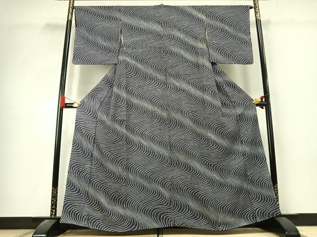 平和屋着物●上質な小紋　総絞り　流水文　正絹　逸品　AABK7575fy
