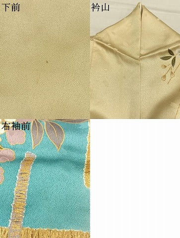 平和屋着物●豪華振袖　駒刺繍　花鳥文　暈し染め　金彩　三越扱い　正絹　逸品　AABK7576fy