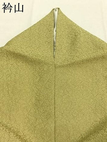平和屋着物●上質な色無地　紋意匠　枯草色　正絹　逸品　AABK7582fy