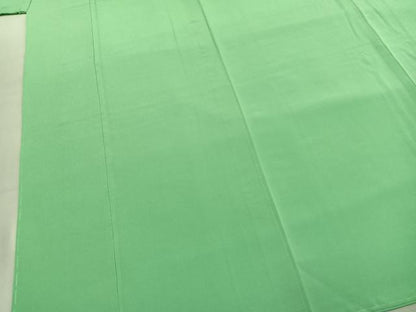 平和屋着物●上質な色無地　若緑色　丹後ちりめん　反端付き　正絹　逸品　AABK7583fy