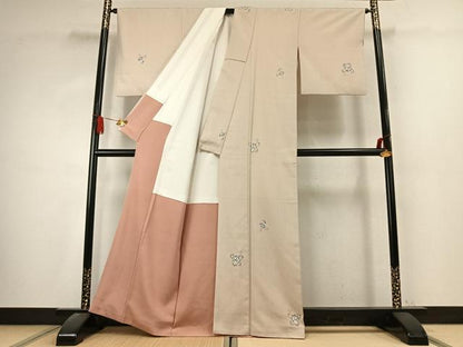 平和屋着物●上質な小紋　紬地　辻が花　正絹　逸品　AABK7584fy