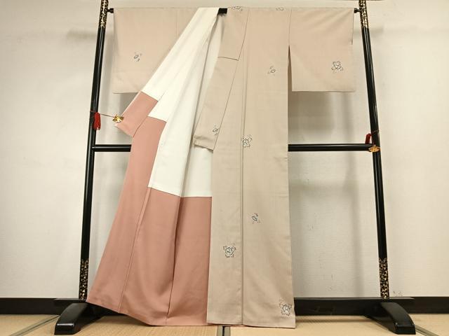 平和屋着物●上質な小紋　紬地　辻が花　正絹　逸品　AABK7584fy
