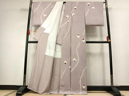 平和屋着物●上質な小紋　絞り　舞花文　正絹　逸品　AABK7585fy