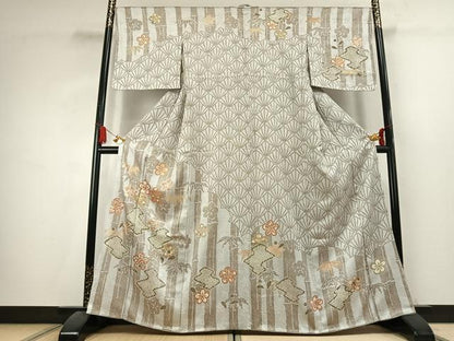 平和屋着物●訪問着　竹　梅　金彩　正絹　逸品　AABK7586fy