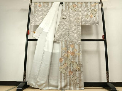 平和屋着物●訪問着　竹　梅　金彩　正絹　逸品　AABK7586fy