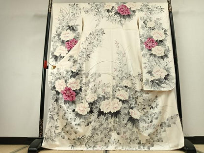 平和屋着物●豪華振袖　手描き　草花文　やまと誂製　正絹　逸品　AABK7587fy