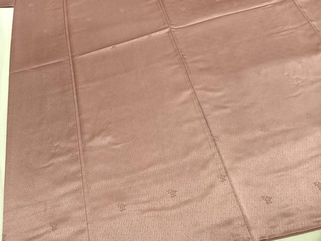 平和屋着物●上質な色無地　草花地紋　薄柿色　胴抜き仕立て　正絹　逸品　AABK7588fy