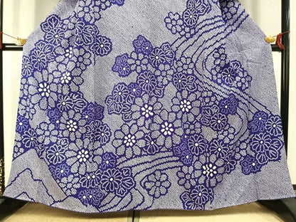 平和屋着物●訪問着　総絞り　舞花文　正絹　逸品　AABK7591fy