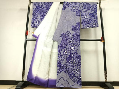 平和屋着物●訪問着　総絞り　舞花文　正絹　逸品　AABK7591fy
