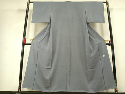 平和屋着物●上質な色無地　作家物　灰青色　正絹　逸品　AABK7593fy