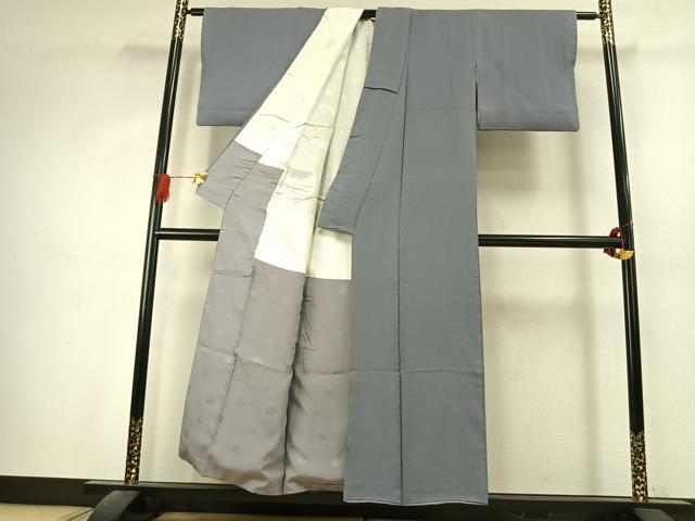 平和屋着物●上質な色無地　作家物　灰青色　正絹　逸品　AABK7593fy