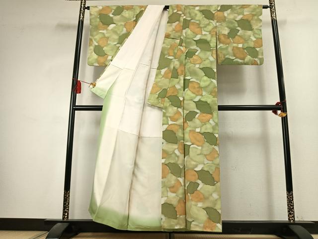 平和屋着物●上質な小紋　地紋起こし　葉尽くし　暈し染め　正絹　逸品　AABK7595fy