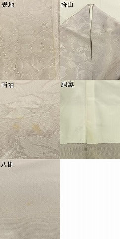 平和屋着物●上質な色無地　花唐草地紋　桜鼠色　正絹　逸品　AABK7597fy