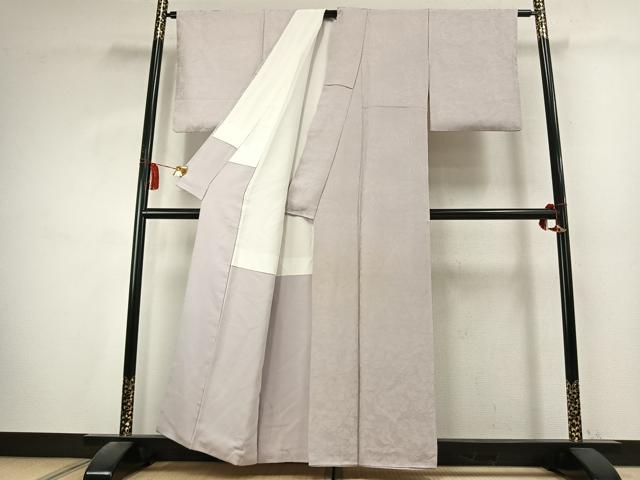 平和屋着物●上質な色無地　花唐草地紋　桜鼠色　正絹　逸品　AABK7597fy