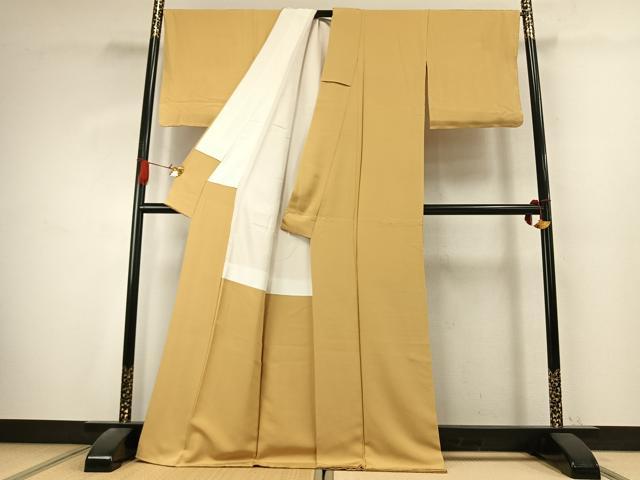 平和屋着物●上質な色無地　花葉色　ロング丈　正絹　逸品　AABK7598fy