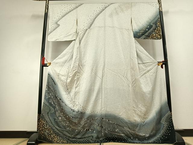 平和屋着物●訪問着　絞り　花唐草熨斗文　暈し染め　金彩　正絹　逸品　AABK7601fy