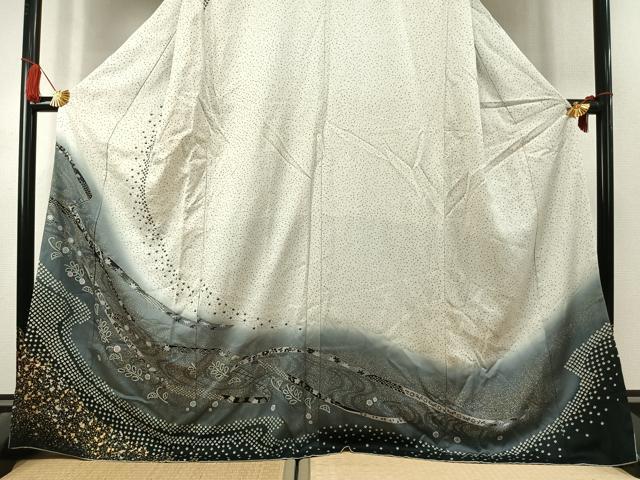平和屋着物●訪問着　絞り　花唐草熨斗文　暈し染め　金彩　正絹　逸品　AABK7601fy