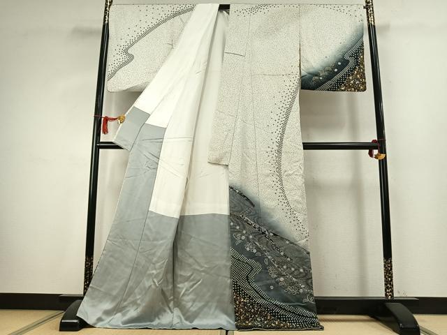 平和屋着物●訪問着　絞り　花唐草熨斗文　暈し染め　金彩　正絹　逸品　AABK7601fy