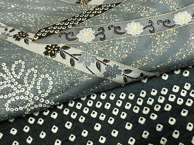 平和屋着物●訪問着　絞り　花唐草熨斗文　暈し染め　金彩　正絹　逸品　AABK7601fy