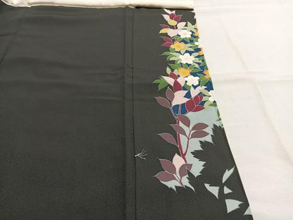 平和屋着物●豪華黒留袖　友禅　作家物　花鳥文　正絹　逸品　AABK7604fy