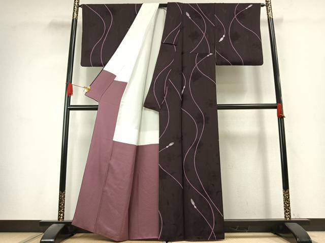 平和屋着物●上質な小紋　紐文　正絹　逸品　AABK7605fy