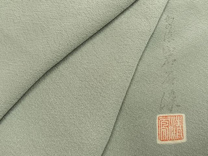 平和屋着物●上質な色無地　作家物　幻の染　岩石染　蕎麦切色　正絹　逸品　AABK7607fy