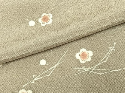 平和屋着物●上質な小紋　舞花文　金彩　鬼しぼ縮緬　正絹　逸品　AABK7609fy