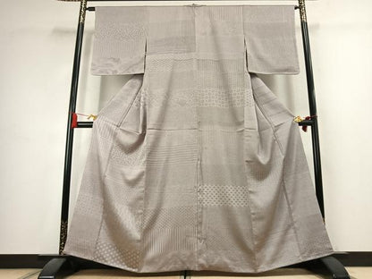 平和屋着物●江戸小紋　お召地　横段文　正絹　逸品　AABK7611fy