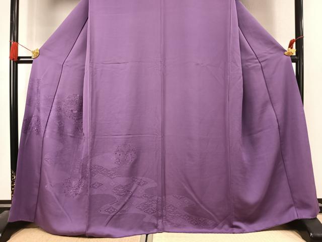 平和屋着物●無地絵羽訪問着 中国三大刺繍 汕頭刺繍 スワトウ刺繍 相良刺繍 総刺繍 吉祥花地紋 古代紫色 正絹 逸品 AABK7616fy