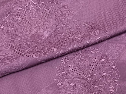 平和屋着物●無地絵羽訪問着 中国三大刺繍 汕頭刺繍 スワトウ刺繍 相良刺繍 総刺繍 吉祥花地紋 古代紫色 正絹 逸品 AABK7616fy