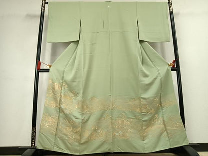 平和屋着物●豪華色留袖　寿光織　風景人物花文　金糸　正絹　逸品　AABK7617fy