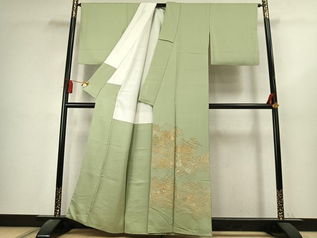 平和屋着物●豪華色留袖　寿光織　風景人物花文　金糸　正絹　逸品　AABK7617fy