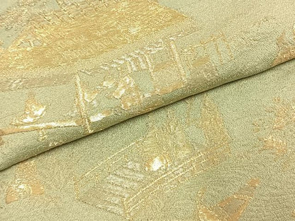 平和屋着物●豪華色留袖　寿光織　風景人物花文　金糸　正絹　逸品　AABK7617fy