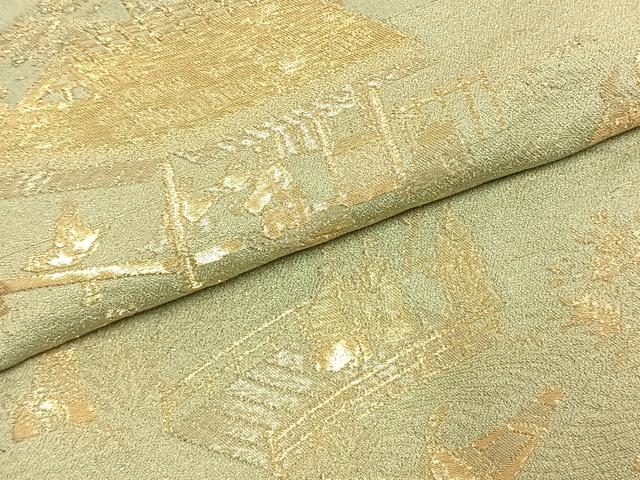 平和屋着物●豪華色留袖　寿光織　風景人物花文　金糸　正絹　逸品　AABK7617fy