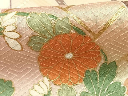 平和屋着物●訪問着　草花文　暈し染め　金彩　正絹　逸品　AABK7618fy