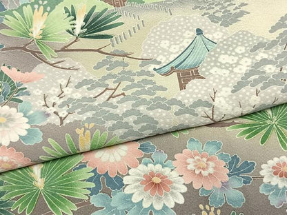 平和屋着物●豪華色留袖　友禅　風景枝松花文　暈し染め　正絹　逸品　AABK7620fy