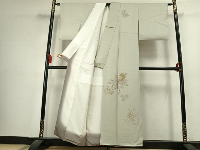 平和屋着物●訪問着　総刺繍　草花文　金糸　正絹　逸品　AABK7621fy