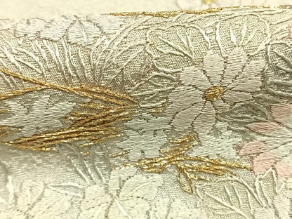 平和屋着物●訪問着　総刺繍　草花文　金糸　正絹　逸品　AABK7621fy