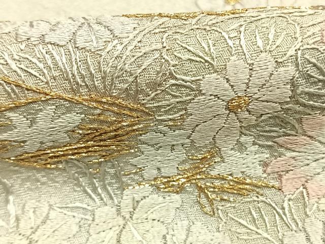 平和屋着物●訪問着　総刺繍　草花文　金糸　正絹　逸品　AABK7621fy