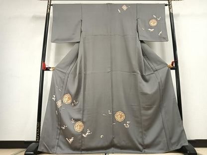 平和屋着物●訪問着　吉祥花鳥文　金彩　正絹　逸品　未使用　AABK7622fy