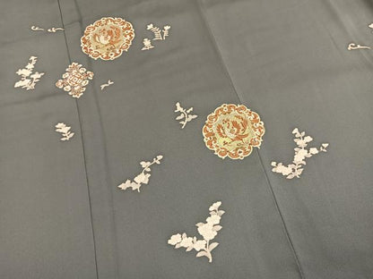 平和屋着物●訪問着　吉祥花鳥文　金彩　正絹　逸品　未使用　AABK7622fy