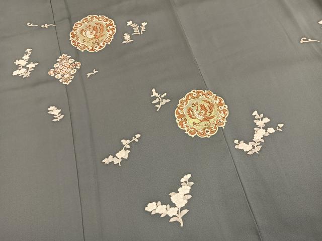 平和屋着物●訪問着　吉祥花鳥文　金彩　正絹　逸品　未使用　AABK7622fy