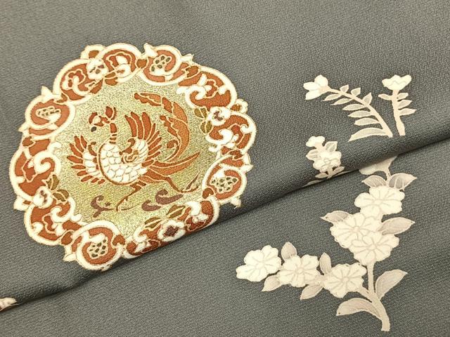 平和屋着物●訪問着　吉祥花鳥文　金彩　正絹　逸品　未使用　AABK7622fy