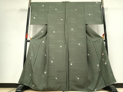 平和屋着物●上質な小紋　作家物　絞り　草花文　正絹　逸品　未使用　AABK7623fy