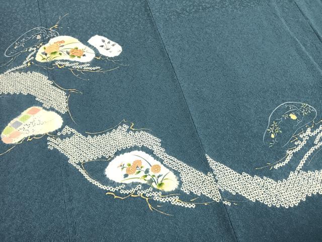 平和屋着物●訪問着　絞り　刺繍　草花文　金糸　金彩　やまと誂製　正絹　逸品　AABK7629fy