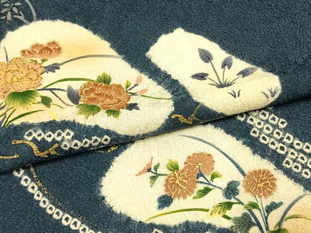 平和屋着物●訪問着　絞り　刺繍　草花文　金糸　金彩　やまと誂製　正絹　逸品　AABK7629fy